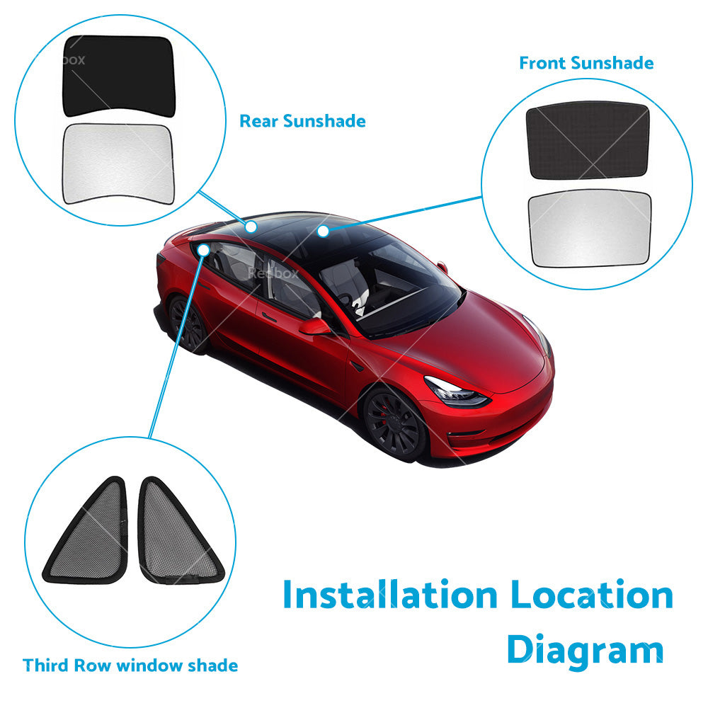 {{ Front Rear Port Sunroof Sun Shades Roof Film Protection for Tesla Model 3 17-21 }} - Buy Car Parts Online at {{ Kaka Auto Parts }}.