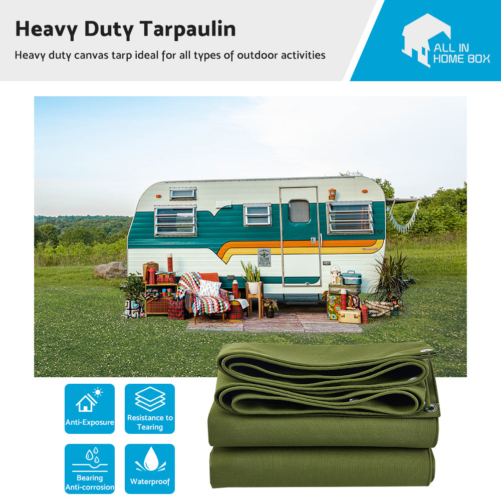 {{ 3 Sizes Army Heavy Duty Waterproof Canvas Tarp Tarpaulin Sun Blocked Dustproof }} - Buy Car Parts Online at {{ Kaka Auto Parts }}.