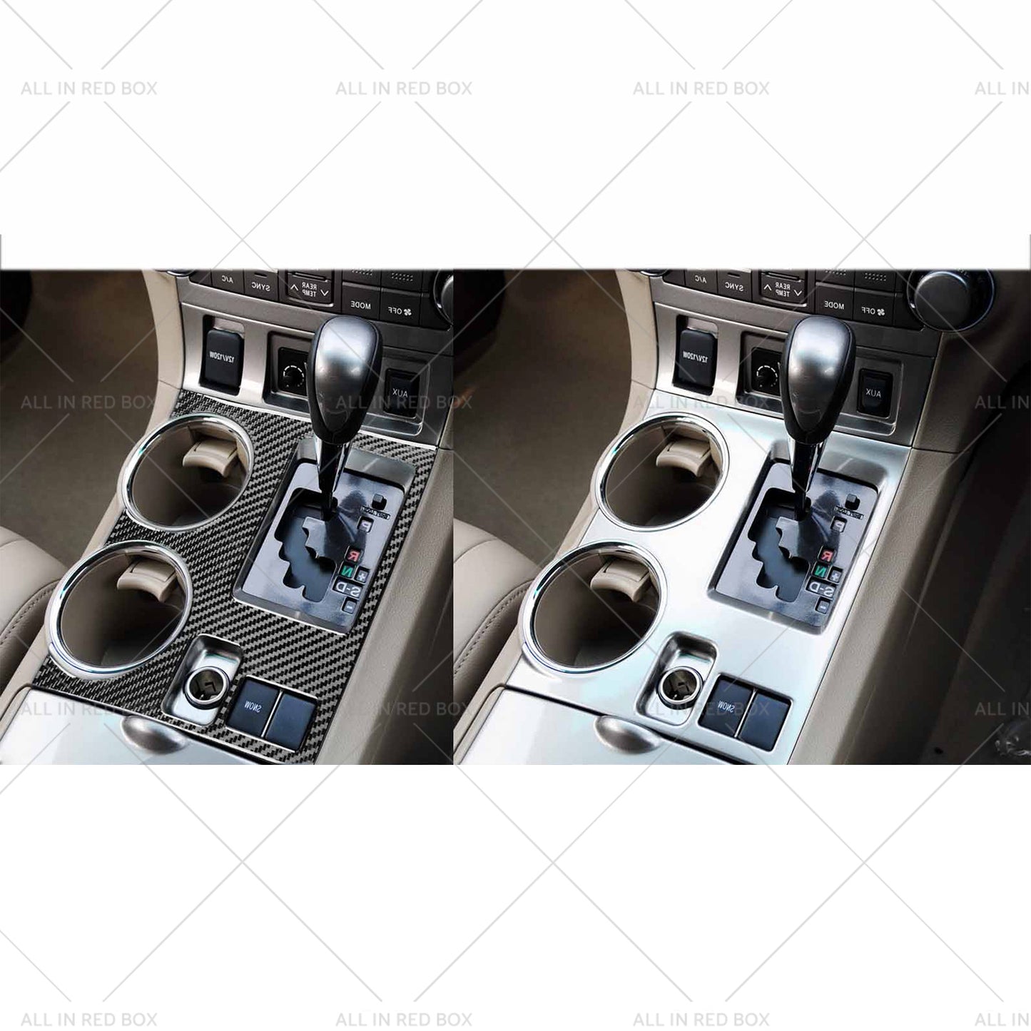 {{ 2pcs Carbon Fiber Gear Shift Console Trim Suitable For Toyota Kluger 08-13 }} - Buy Car Parts Online at {{ Kaka Auto Parts }}.