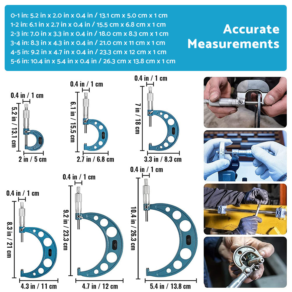 6x Precision Outside Micrometers 0-150mm Suitable For Machinist ¡§C Carbide 0.01mm