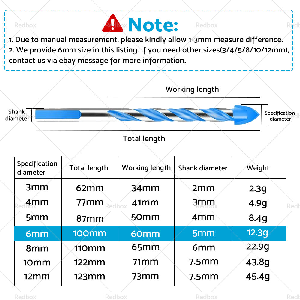 {{ 10PCS 6mm Tungsten Carbide Drill Bit Set For Porcelain Tile Concrete Brick Glass }} - Buy Car Parts Online at {{ Kaka Auto Parts }}.