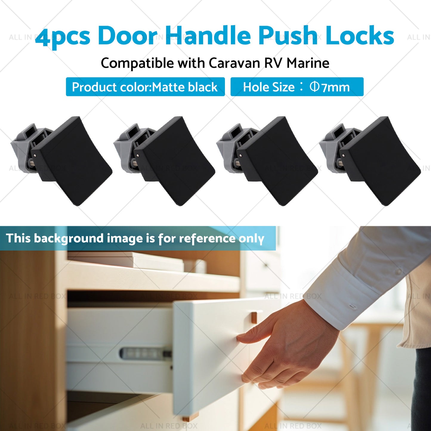 {{ 4pcs Handle Push Locks Square Shape Suitable for Caravan RV Marine Latch Knob }} - Buy Car Parts Online at {{ Kaka Auto Parts }}.