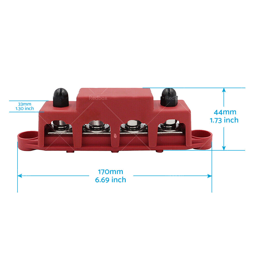 {{ 2PCS M8 4 Post 250A DC 48V Studs Bus Bar Power Distribution Box Terminal Block }} - Buy Car Parts Online at {{ Kaka Auto Parts }}.