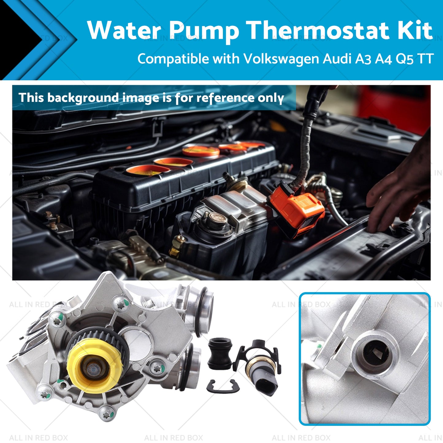 {{ 06H121026 Water Pump Thermostat Kit Suitable for Audi A3 A4 Q3 TT 2. 0L 1. 8L TFSI }} - Buy Car Parts Online at {{ Kaka Auto Parts }}.