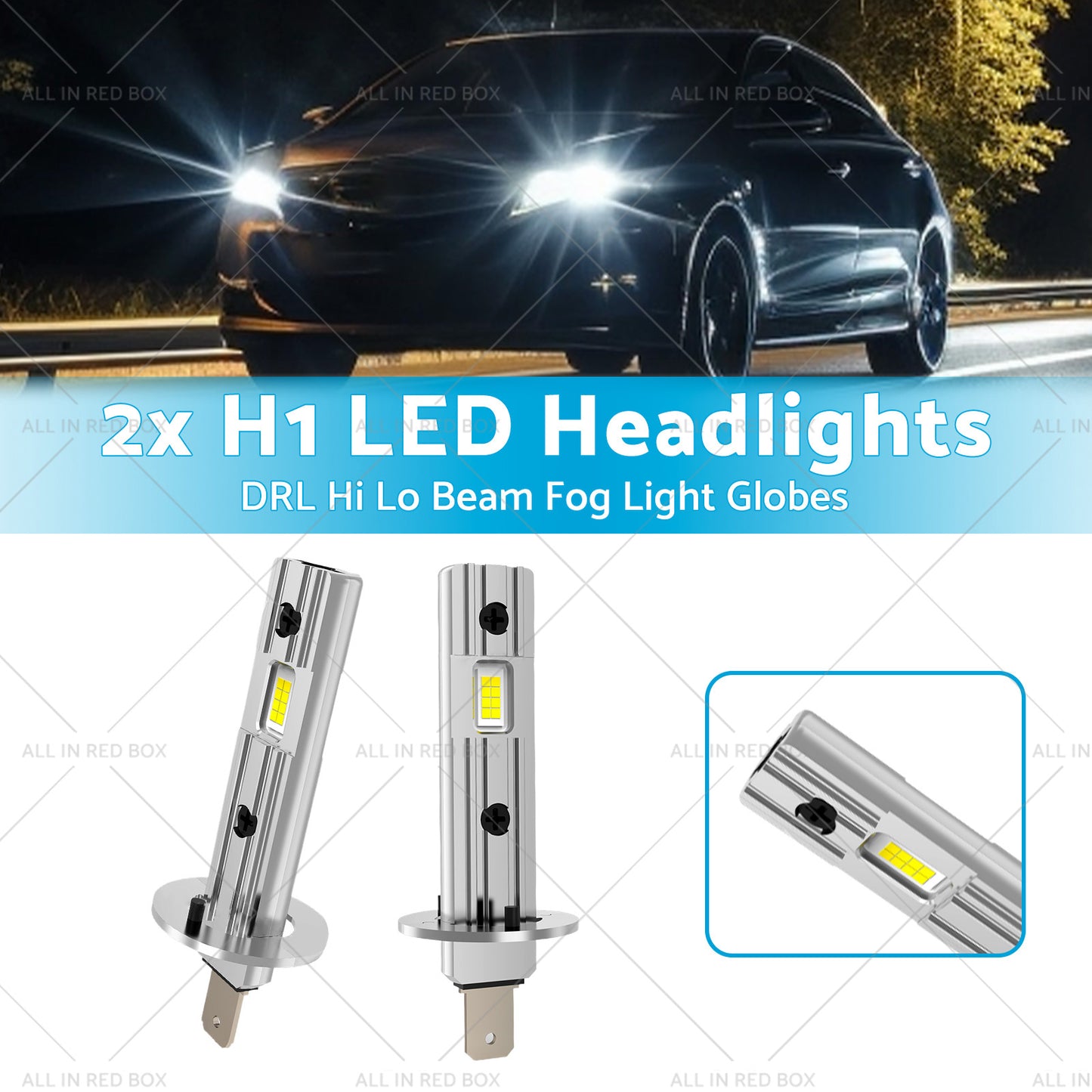 {{ 2x H1 LED Headlights DRL Hi Lo Beam Fog Light Globes 13W 6000K White Lamp Bulbs }} - Buy Car Parts Online at {{ Kaka Auto Parts }}.