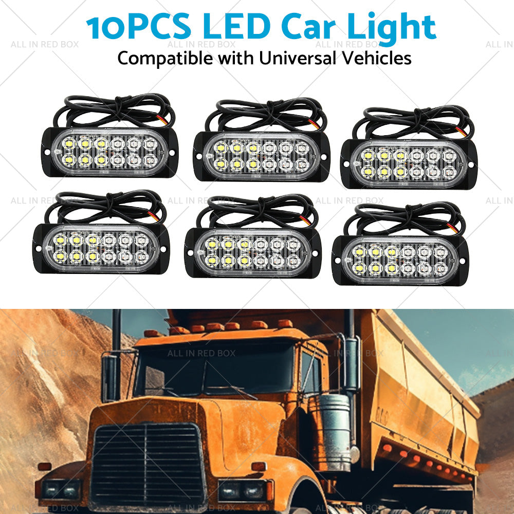 {{ 10x Amber White LED Car Emergency Beacon Warning Hazard Flashing Strobe Light }} - Buy Car Parts Online at {{ Kaka Auto Parts }}.