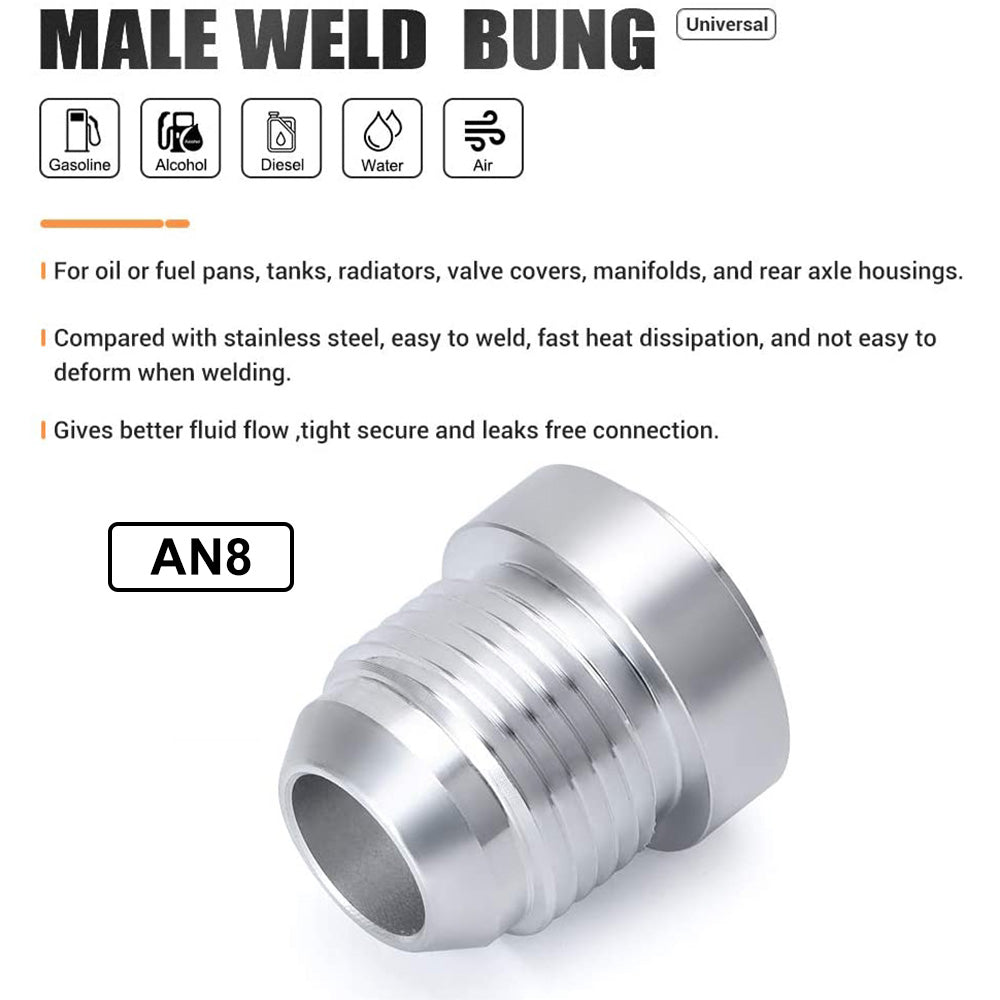 {{ AN8 Male Aluminium weld on JIC bungs x 2 fitting -10AN JXSS032-10-A }} - Buy Car Parts Online at {{ Kaka Auto Parts }}.