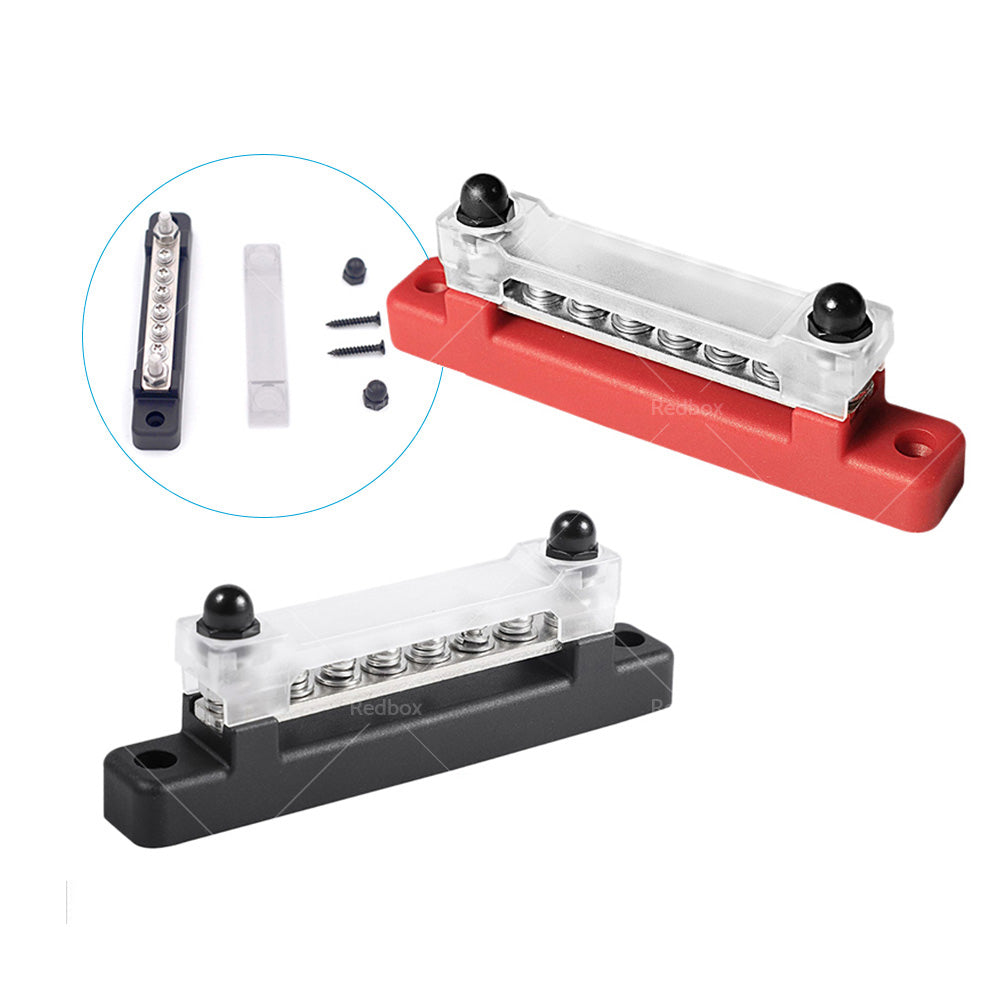 {{ 1 Red and 1 black Bus Bar Power Distribution Terminal Block 6 Way 12V 150A Rated }} - Buy Car Parts Online at {{ Kaka Auto Parts }}.