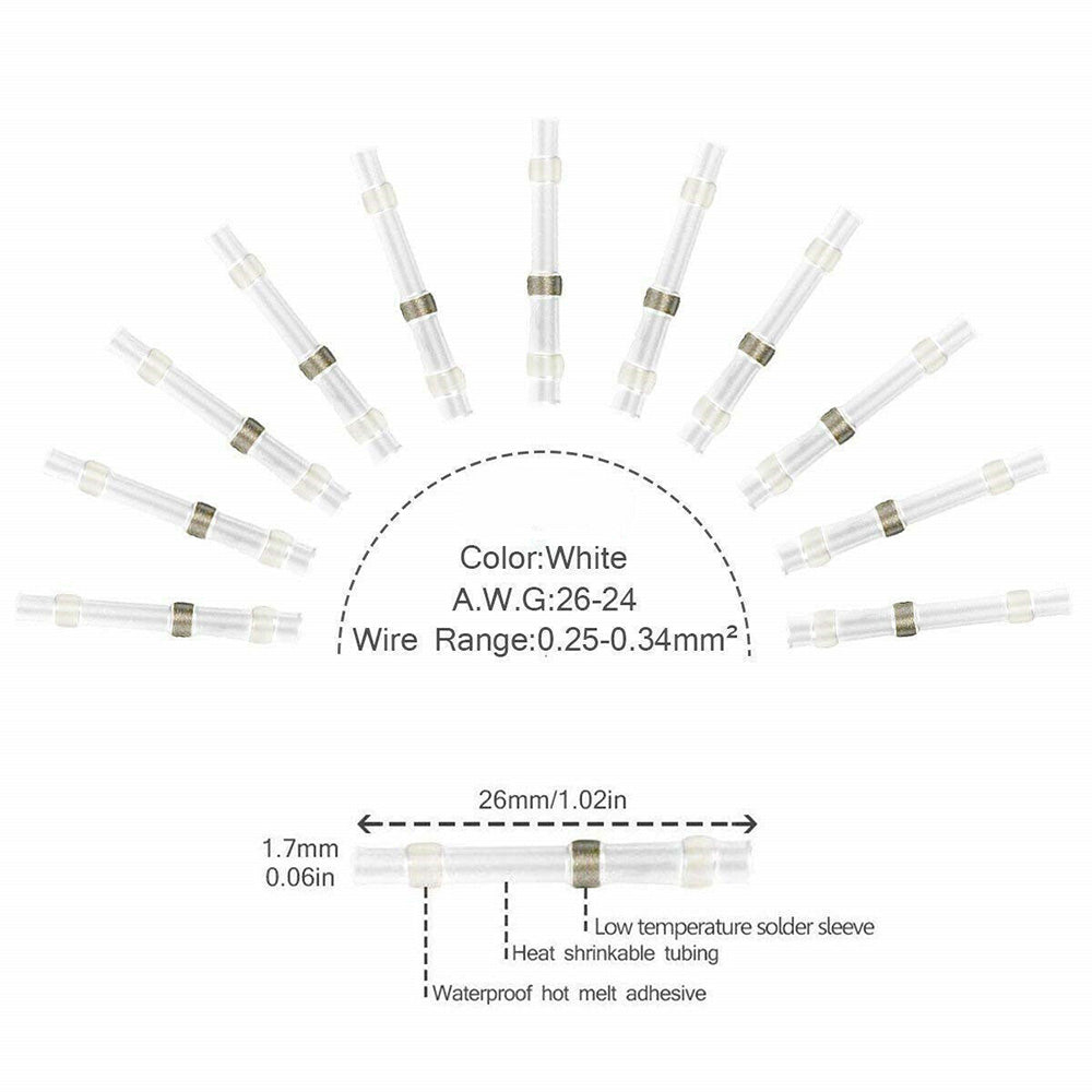 {{ Solder Seal Sleeve Heat Shrink Butt Wire Connectors Terminals Waterproof }} - Buy Car Parts Online at {{ Kaka Auto Parts }}.