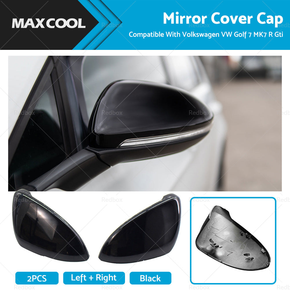 {{ Glossy Black Mirror Cover Cap Suitable For Volkswagen VW Golf 7 MK7 R Gti 14-19 }} - Buy Car Parts Online at {{ Kaka Auto Parts }}.