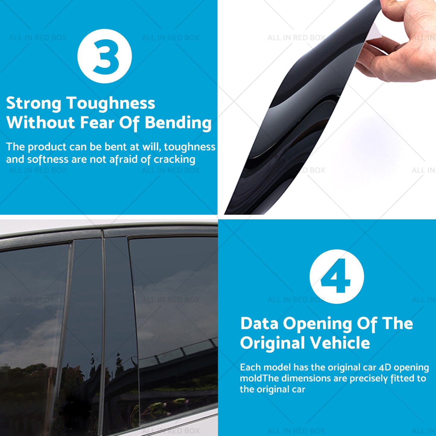 {{ 6PCS Black Window Trim Covers Suitable for 07-11 Honda CRV 2. 4L }} - Buy Car Parts Online at {{ Kaka Auto Parts }}.