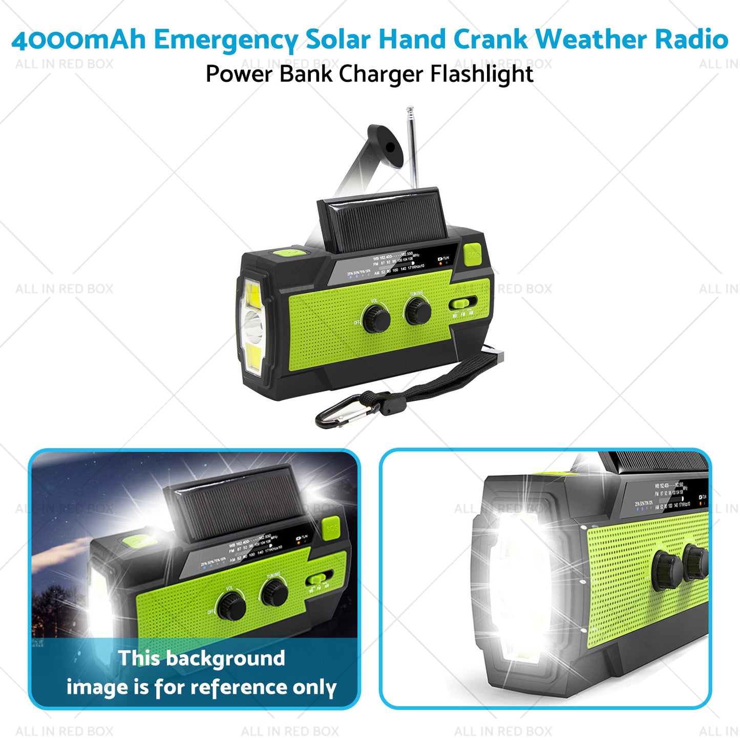 {{ 4000mAh Emergency Solar Hand Crank Weather Radio Power Bank Charger Flashlight }} - Buy Car Parts Online at {{ Kaka Auto Parts }}.