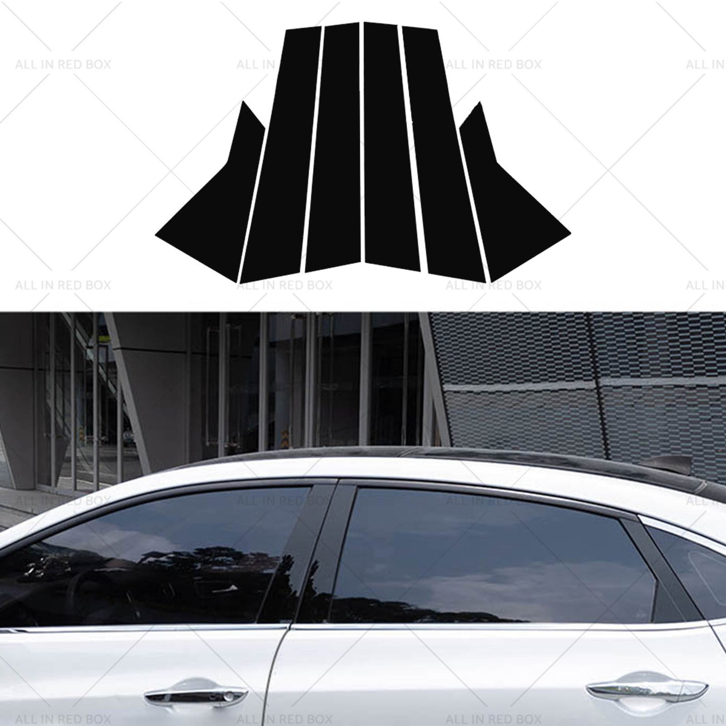 {{ 6x Black Pillar Post Cover Trims Suitable for 2022 Honda Civic }} - Buy Car Parts Online at {{ Kaka Auto Parts }}.