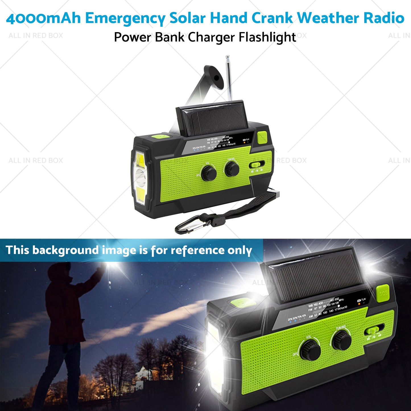 {{ 4000mAh Emergency Solar Hand Crank Weather Radio Power Bank Charger Flashlight }} - Buy Car Parts Online at {{ Kaka Auto Parts }}.