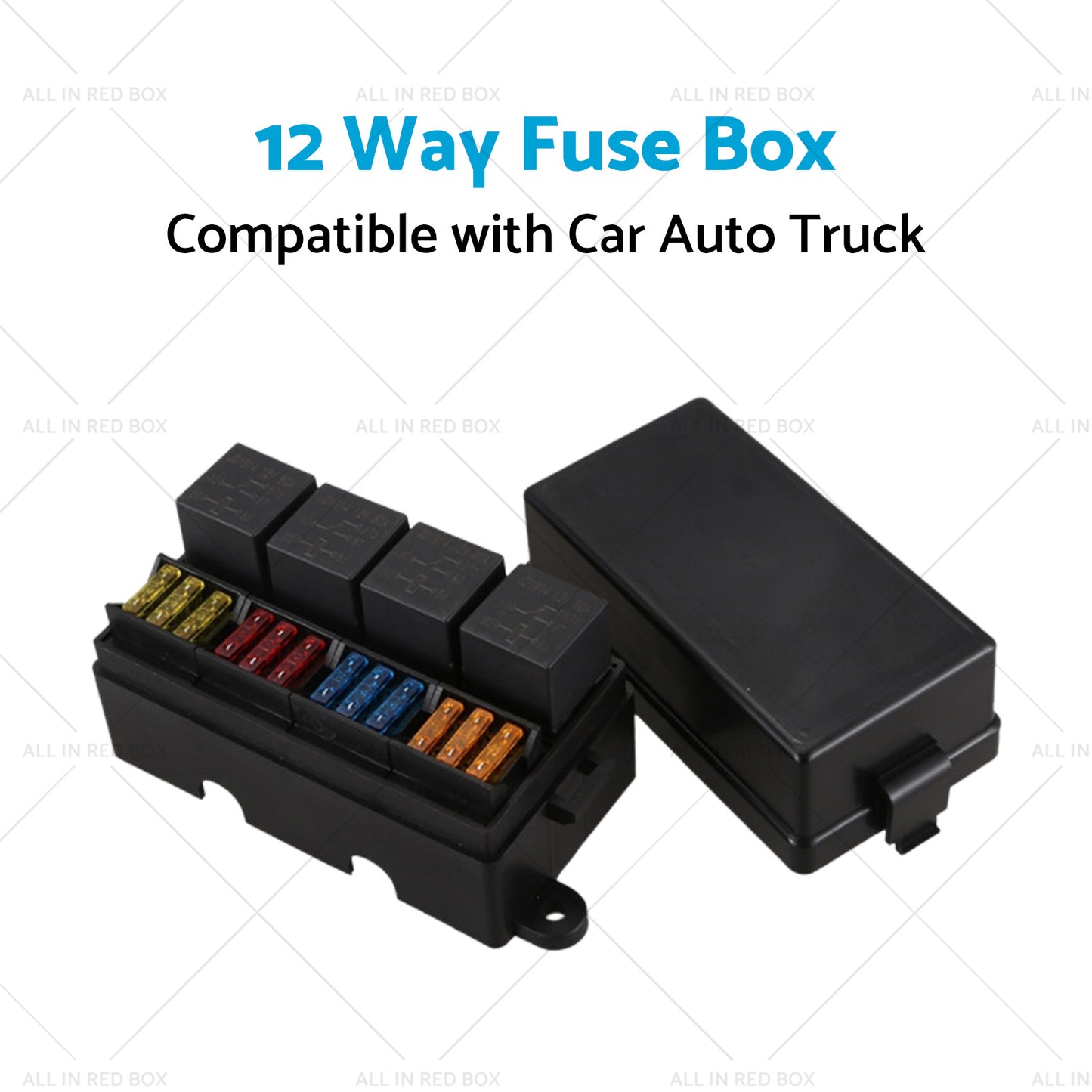 {{ 12 Way Blade Fuse Box 4-Relay Holder and Terminal and Fuse 12V 40A Car Auto Truck 4Pin }} - Buy Car Parts Online at {{ Kaka Auto Parts }}.
