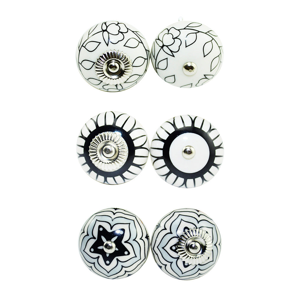 6 Pcs Cupboard Door Knobs Handles Drawer Pull Vintage Ceramic Knob Shabby Chic
