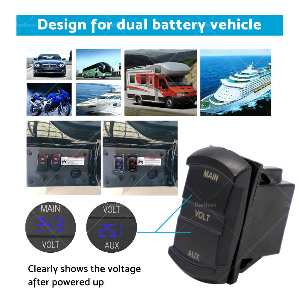 {{ 12V-24V Dual Voltmeter Battery Monitor LED Digital Car Boat Voltage Marine Gauge }} - Buy Car Parts Online at {{ Kaka Auto Parts }}.