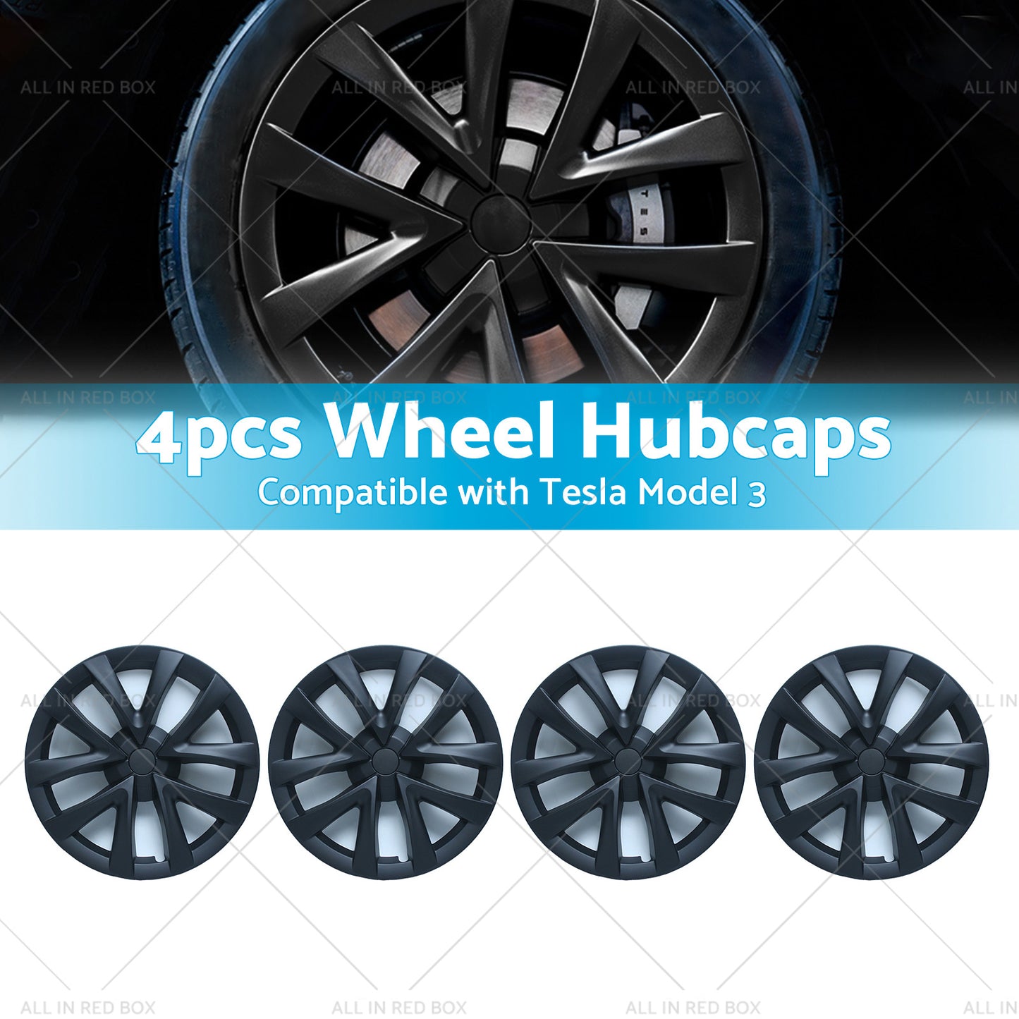 {{ 4PCS Matt Black Wheel Cover Hub Caps Rim Hubcap Suitable for Tesla Model 3 }} - Buy Car Parts Online at {{ Kaka Auto Parts }}.