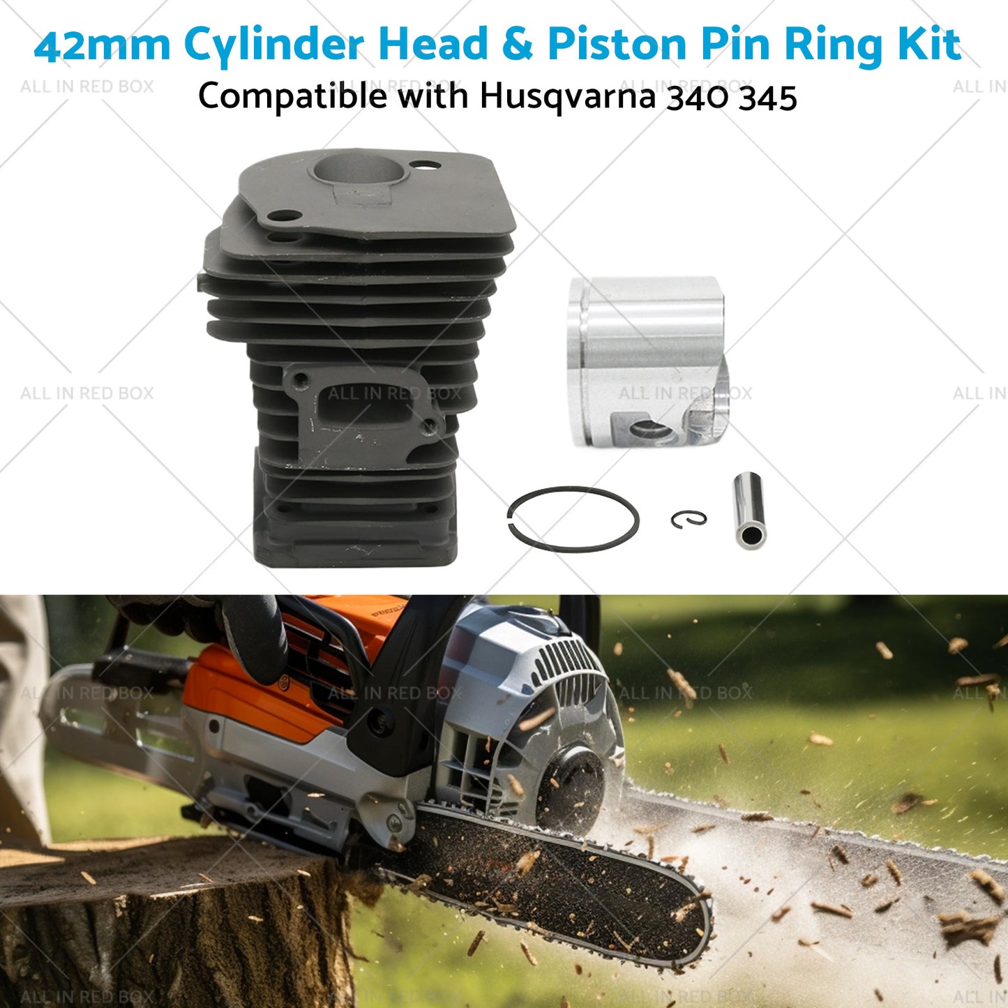 {{ 42mm Cylinder Head and Piston Pin Ring Kit Suitable for Husqvarna 345 340 Chainsaw }} - Buy Car Parts Online at {{ Kaka Auto Parts }}.