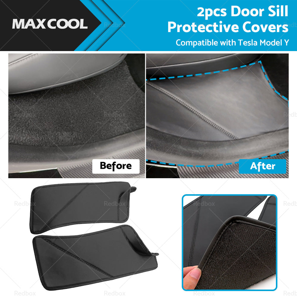 {{ 2PCS PU Rear Door Sill Protector Cover Pad Suitable for Tesla Model Y 2020-2022 }} - Buy Car Parts Online at {{ Kaka Auto Parts }}.