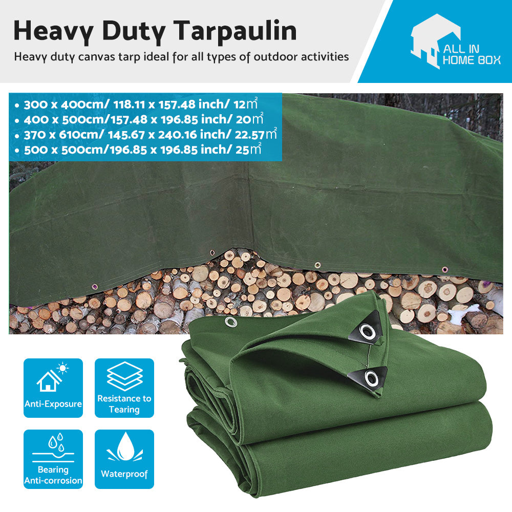 {{ 3 Sizes Army Heavy Duty Waterproof Canvas Tarp Tarpaulin Sun Blocked Dustproof }} - Buy Car Parts Online at {{ Kaka Auto Parts }}.