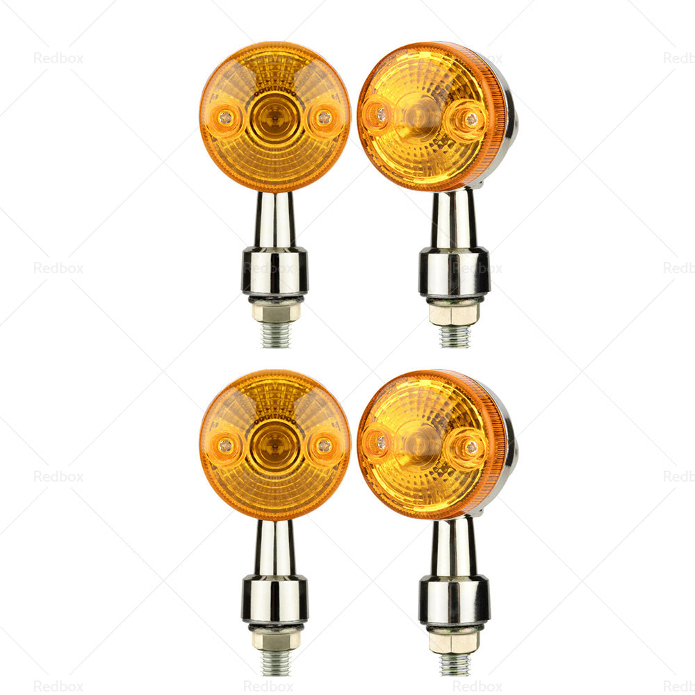 {{ 4x Chrome Motorcycle Turn Signal Lights Amber Indicators Blinker Universal Bulb }} - Buy Car Parts Online at {{ Kaka Auto Parts }}.