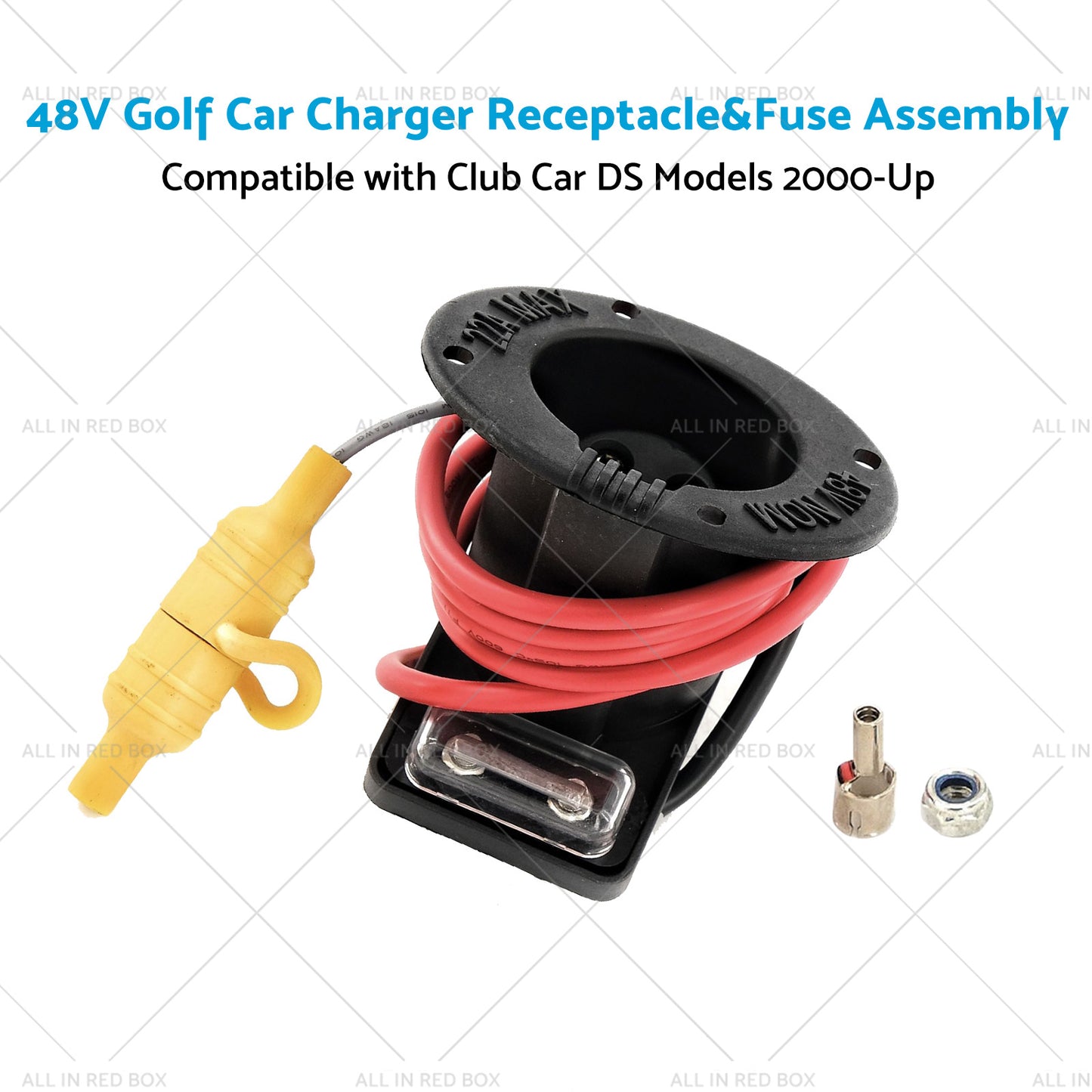 {{ 48V Golf Car Charger Receptacle and Fuse Assembly Suitable for Club Car DS 2000-Up }} - Buy Car Parts Online at {{ Kaka Auto Parts }}.