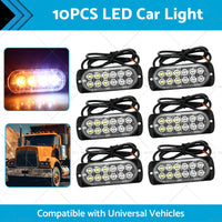 {{ 10x Amber  White LED Car Emergency Beacon Warning Hazard Flashing Strobe Light }} - Buy Car Parts Online at {{ Kaka Auto Parts }}.