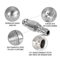 {{ Stainless Steel Sewer Jetter Nozzle For Pressure Washer w or 1 or 4''Connect for Drain }} - Buy Car Parts Online at {{ Kaka Auto Parts }}.