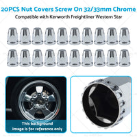 {{ 20x Nut Covers Screw Chrome 33mm Suitable for Kenworth Freightliner Western Star }} - Buy Car Parts Online at {{ Kaka Auto Parts }}.