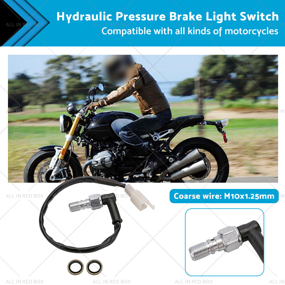 {{ Universal Motorcycle Hydraulic Pressure Brake Light Switch M10x1. 25 Banjo Bolt }} - Buy Car Parts Online at {{ Kaka Auto Parts }}.