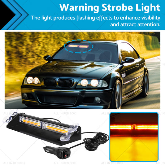{{ Amber Bar LED Flashing Beacon Strobe Warning Light Car Truck For Windshield Dash }} - Buy Car Parts Online at {{ Kaka Auto Parts }}.