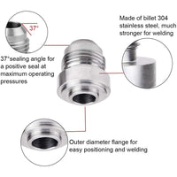 {{ AN8 Male Aluminium weld on JIC bungs x 2 fitting -10AN JXSS032-10-A }} - Buy Car Parts Online at {{ Kaka Auto Parts }}.