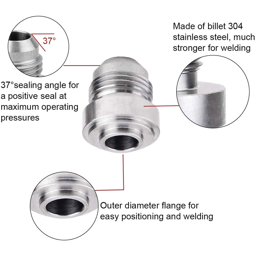 {{ AN10 Male Aluminium weld on JIC bungs x 2 fitting -10AN JXSS032-10-A }} - Buy Car Parts Online at {{ Kaka Auto Parts }}.