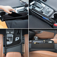 Car Seat Gap Storage Bag Organizer PU Leather With Exclusive Charging Cable Hole Suitable For Vehicles