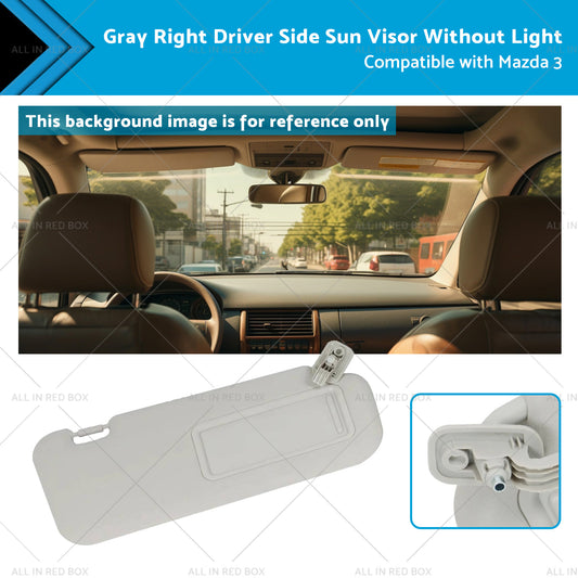 {{ 1x Gray Right Driver Side Sun Visor Suitable for 10-13 Mazda 3 BBM369-270C-75 }} - Buy Car Parts Online at {{ Kaka Auto Parts }}.