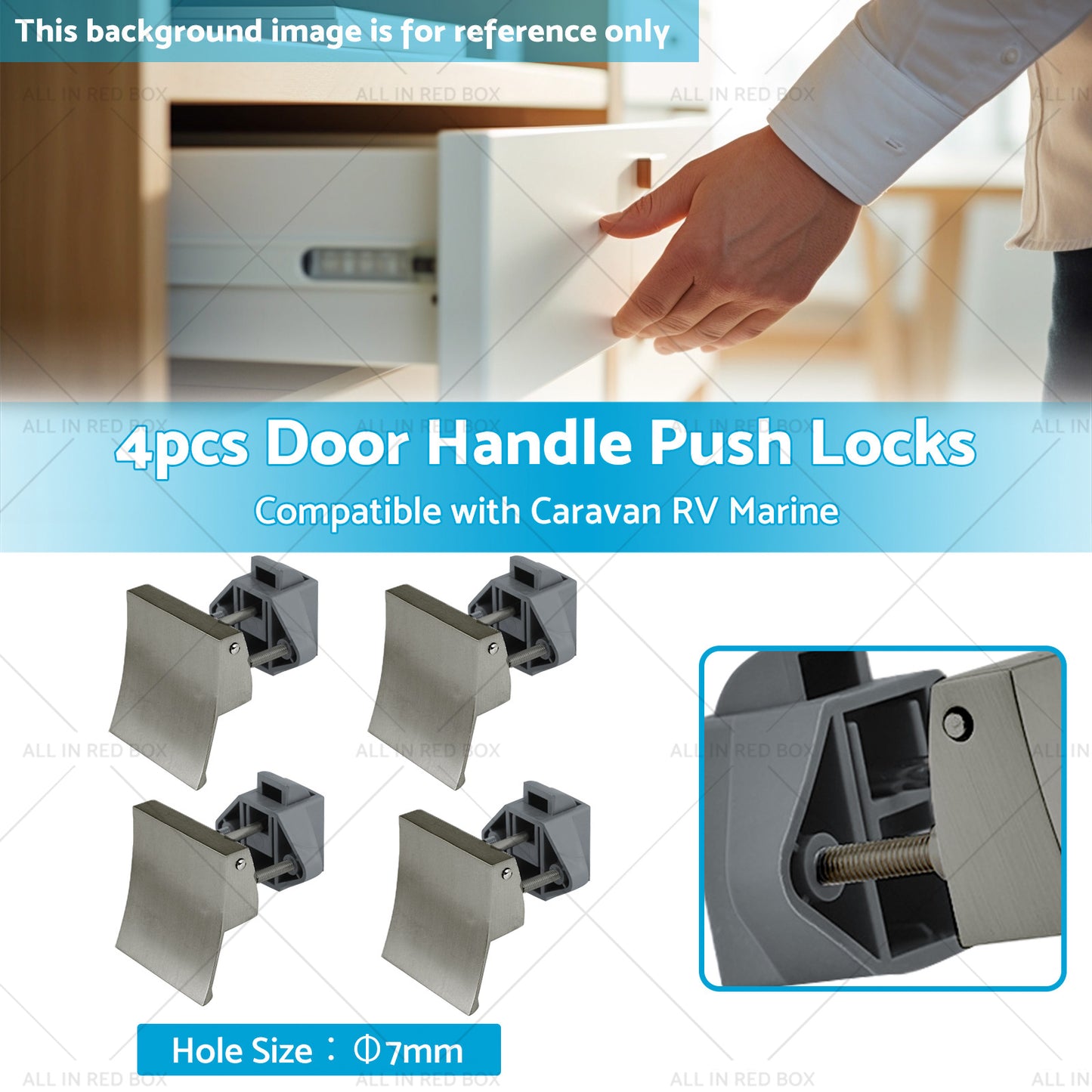 {{ 4PCS Square Shape Handle Push Locks Suitable for Caravan RV Marine Latch Knob }} - Buy Car Parts Online at {{ Kaka Auto Parts }}.