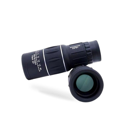 High-Powered Wide-Angle Monocular Telescope Suitable for Single-Handed Use with