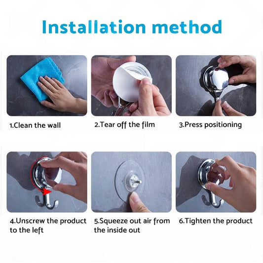 2x Strong Vacuum Suction Cup Hook Suitable for Bathroom and Kitchen Towel Shower