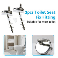 2PCS Toilet Seat Fix Fitting Stainless Back To Wall Replace Quick Release Hinges