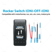 {{ 7-Pin Winch In Out Rocker Switch Blue LED Rocker Toggle Switch 12V-24V ON OFF ON }} - Buy Car Parts Online at {{ Kaka Auto Parts }}.