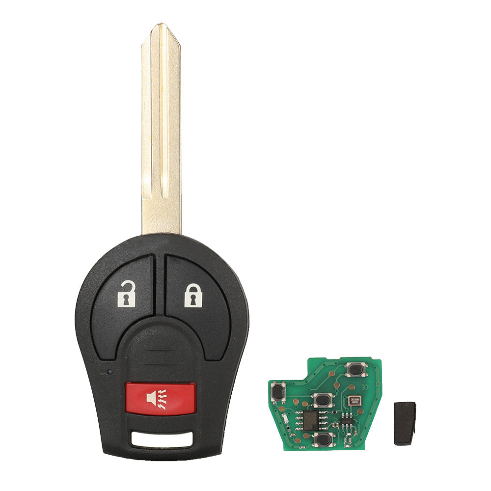 3-Button Complete Remote Car Key 433MHz Suitable For Nissan X-Trail T31, Tiida, Micra, Pulsar & Almera
