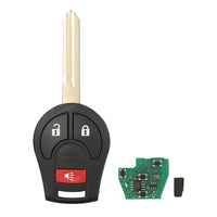 3-Button Complete Remote Car Key 433MHz Suitable For Nissan X-Trail T31, Tiida, Micra, Pulsar & Almera