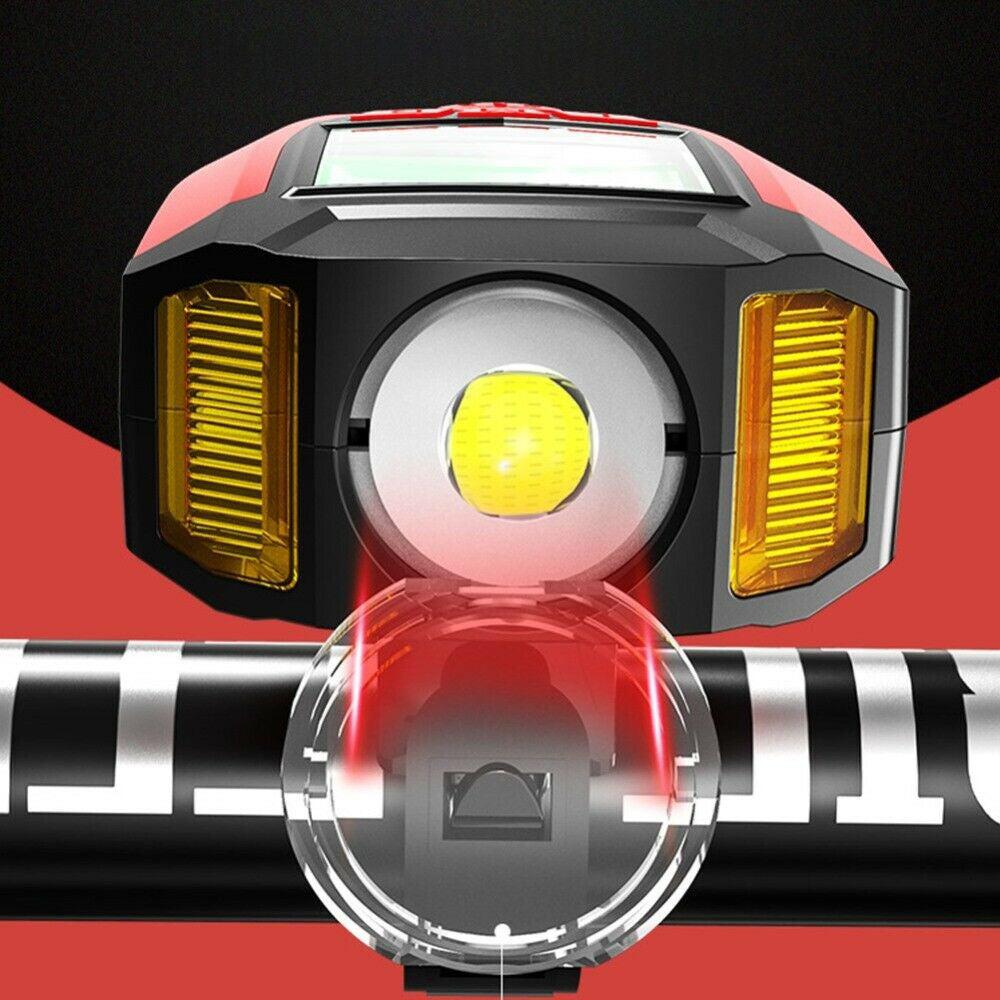 LED Bicycle Headlight with Horn and Speedometer USB-Rechargeable Front Bike Light Suitable For Bicycles