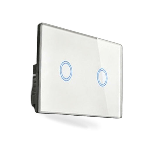 87x87mm LED Touch Wall Light Switch 2-Gang 1-Way Suitable for Home Office Instal