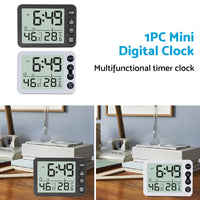 Small Mini Digital Clock with Temperature Display Suitable For Travel, LCD LED, Alarm, Battery Operated ¨C Black & White