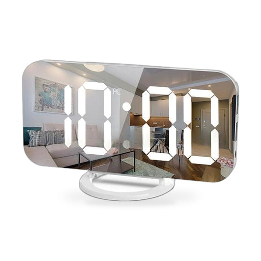 Digital Alarm Clock with Mirror LED Display Suitable for Wall & Bedroom
