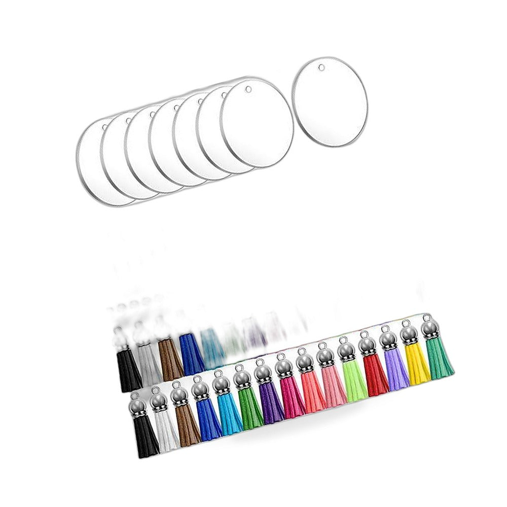120PCS Sublimation Blanks Keychains Bulk Keychains Ornament Set with Tassels - BD2