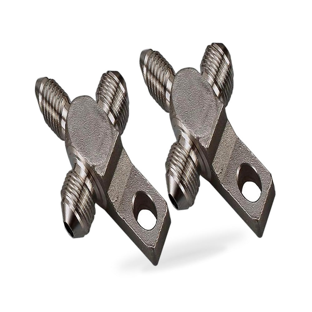 3 AN Male Stainless Steel Brake Hose Tee Block Pair Suitable for Universal Use