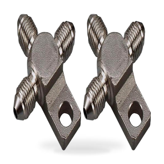 3 AN Male Stainless Steel Brake Hose Tee Block Pair Suitable for Universal Use